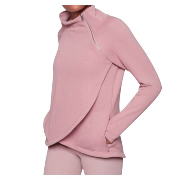 Athleta Tops - Athleta Women's Medium Mauve Asymmetrical Zip Pullover Sweatshirt Long Sleeve